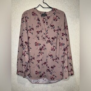 Hilary Radley Mauve Floral Business Casual Blouse Size XXL